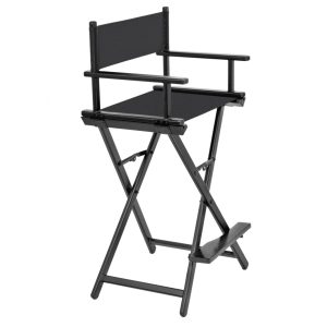 Krzesło rezyserskie metalowe czarne dla kosmetyczki