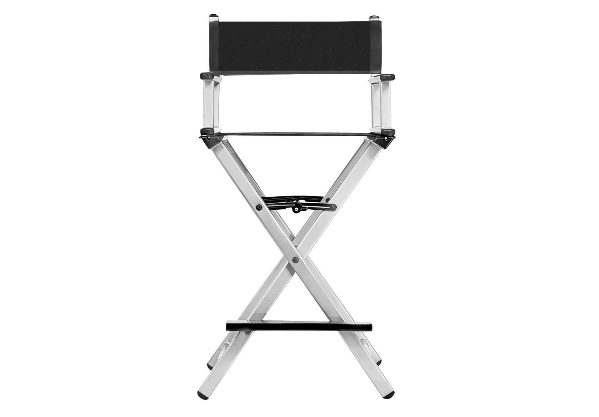 Krzesło reżyserskie stalowe srebrne dla kosmetyczki