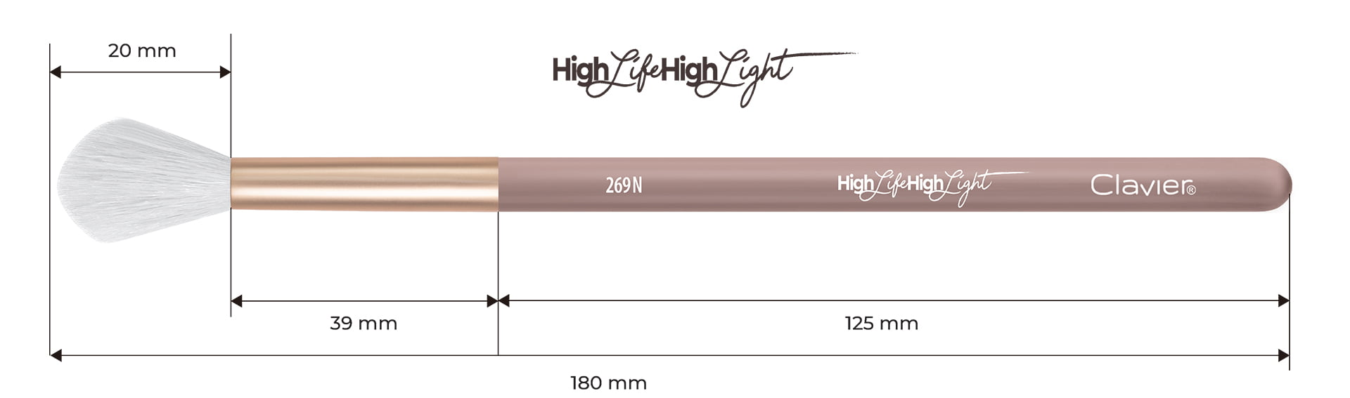 Pędzel do rozświetlania, blendowania, z włosia naturalnego - "HighLife-HighLight!" 269N - Clavier.pl